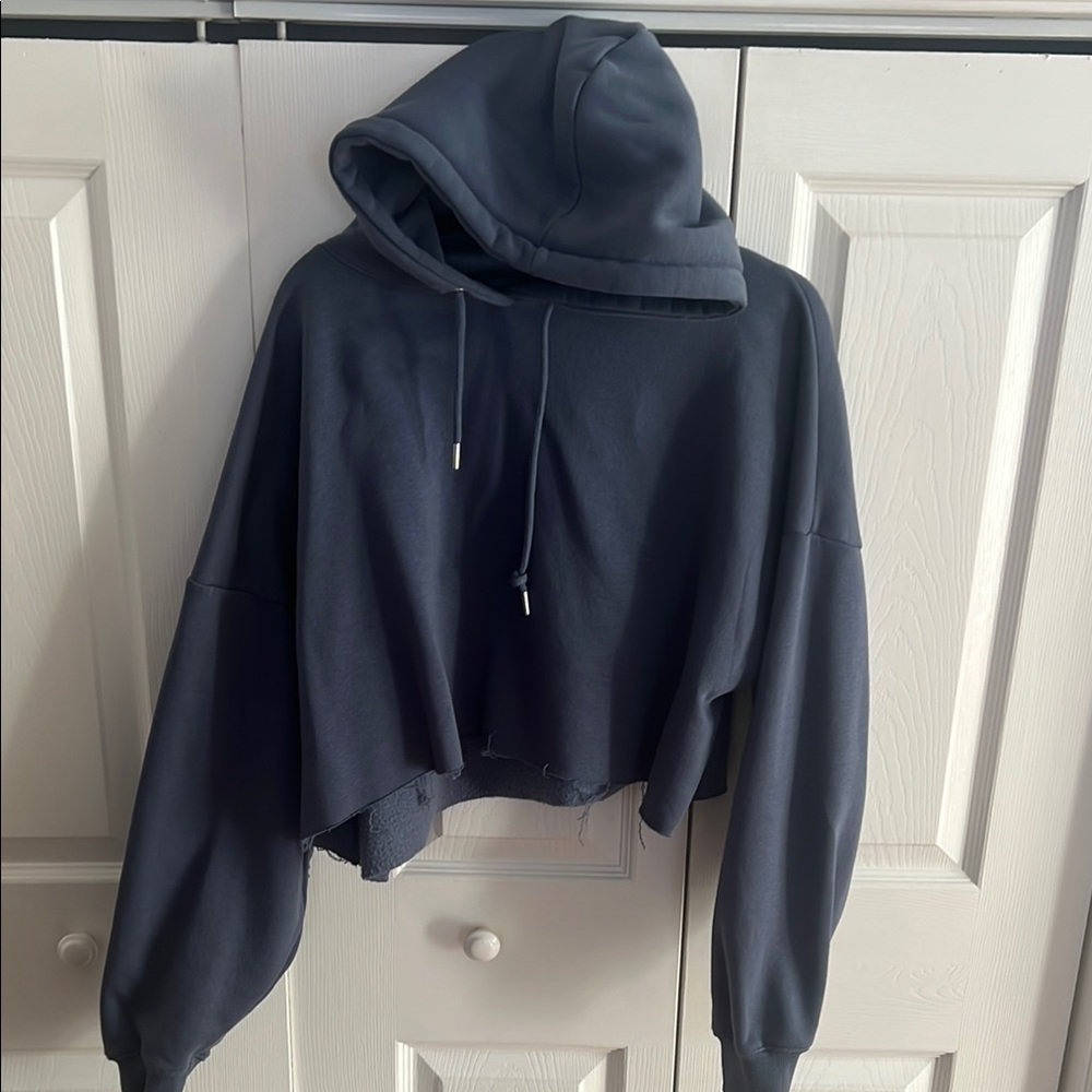 Blue Cropped Hoodie Sweater